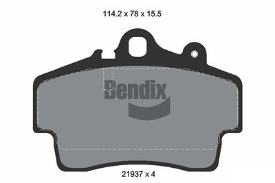 Комплект тормозных колодок, дисковый тормоз BENDIX Braking BPD1865 для PORSCHE CAYMAN
