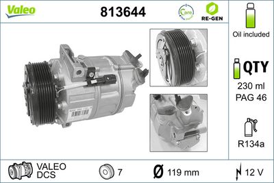 VALEO Compressor, airconditioning VALEO RE-GEN REMANUFACTURED (813644)