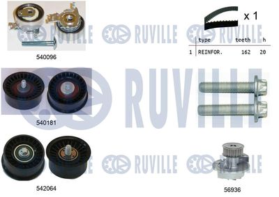 Водяной насос + комплект зубчатого ремня RUVILLE 5503173 для OPEL TIGRA