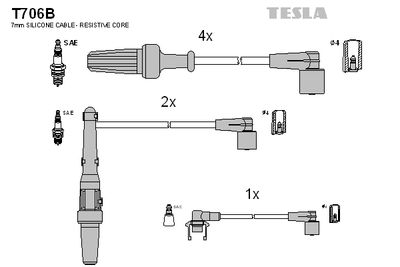 Zestaw przewodów zapłonowych TESLA T706B