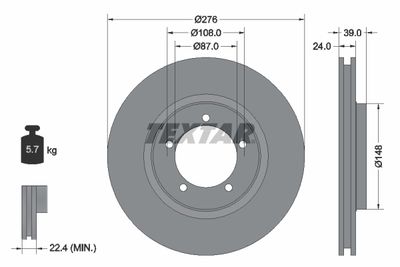 Тормозной диск TEXTAR 92110600 для MITSUBISHI L400