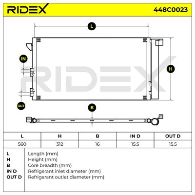 кондензатор, климатизация RIDEX 448C0023