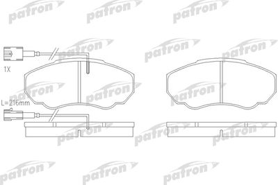 Комплект тормозных колодок, дисковый тормоз PATRON PBP1478 для FIAT DUCATO