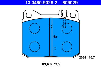 Комплект тормозных колодок, дисковый тормоз ATE 13.0460-9029.2 для MERCEDES-BENZ 123