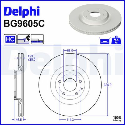 спирачен диск DELPHI BG9605C