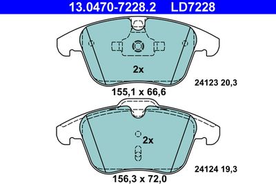Комплект тормозных колодок, дисковый тормоз ATE 13.0470-7228.2 для FORD S-MAX