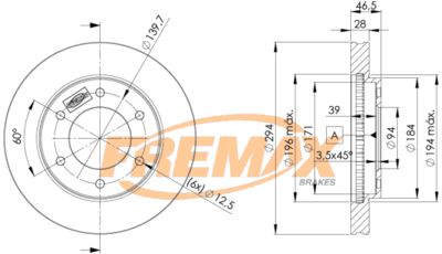 Тормозной диск FREMAX BD-7019 для FIAT FULLBACK