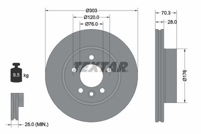 Тормозной диск TEXTAR 92288403 для VW GRAND