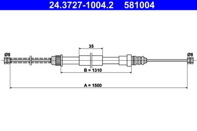 Тросик, cтояночный тормоз ATE 24.3727-1004.2 для RENAULT 4