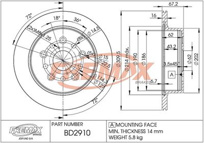 FREMAX BD-2910 Тормозные диски  для LEXUS LS (_F2_) 400 (UCF20_)