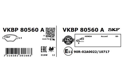 Brake Pad Set, disc brake VKBP 80560 A