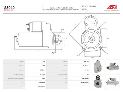 Startmotor AS-PL S3040