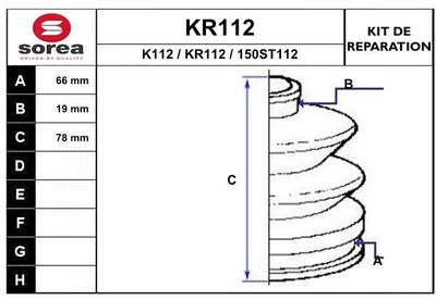 Комплект пыльника, приводной вал EAI KR112 для HONDA ACTY