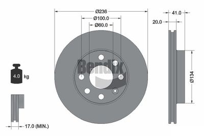 BENDIX Braking BDS1280 Тормозные диски  для ZAZ SENS (Заз Сенс)