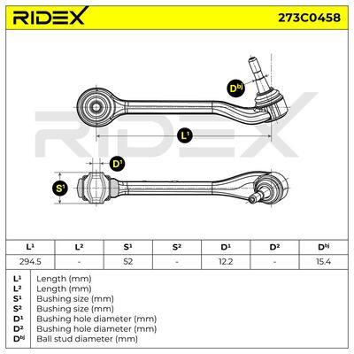 носач, окачване на колелата RIDEX 273C0458