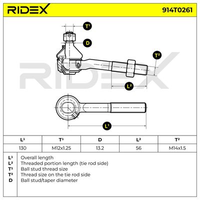 накрайник на напречна кормилна щанга RIDEX 914T0261
