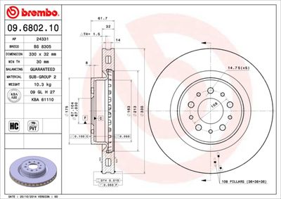 Тормозной диск BREMBO 09.6802.10 для FERRARI 456