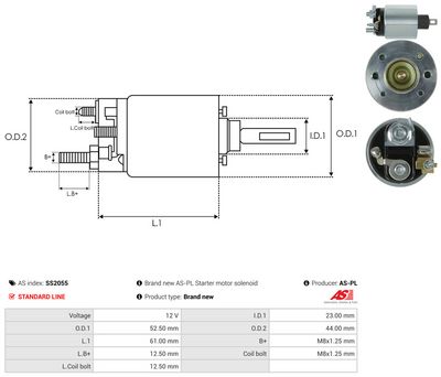Elektromagnetický spínač, štartér AS-PL SS2055