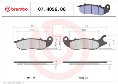 Brzdové destičky BREMBO 07HO5606 CC ROAD