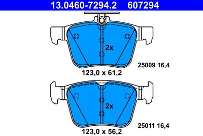 Комплект тормозных колодок, дисковый тормоз ATE 13.0460-7294.2 для AUDI Q2