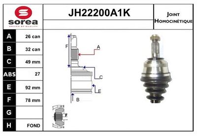 SNRA Homokineet reparatie set, aandrijfas (JH22200A1K)
