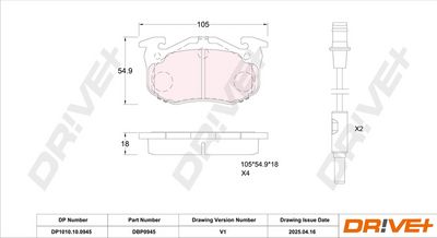 BREMSBELAGSATZ SCHEIBENBREMSE DR!VE+ DP1010100945 2
