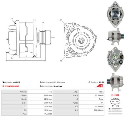 GENERATOR / ALTERNATOR AS-PL A6802S 4