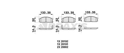 Комплект тормозных колодок, дисковый тормоз BRAXIS AB0454 для KIA K2500