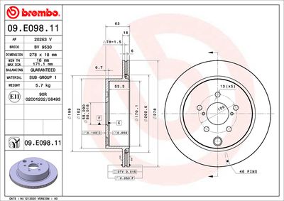 Bromsskiva BREMBO 09.E098.11