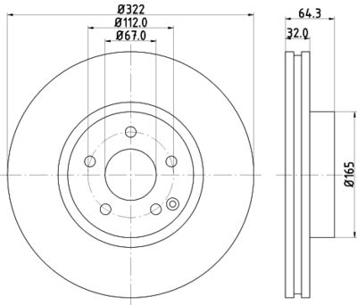 Тормозной диск HELLA 8DD 355 129-521 для MERCEDES-BENZ SLC
