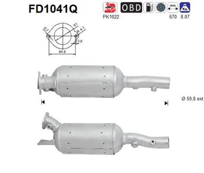 Filtr sadzy / filtr cząstek stałych, układ wydechowy AS FD1041Q