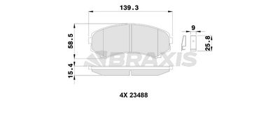 Комплект тормозных колодок, дисковый тормоз BRAXIS AB0244 для MITSUBISHI GRANDIS