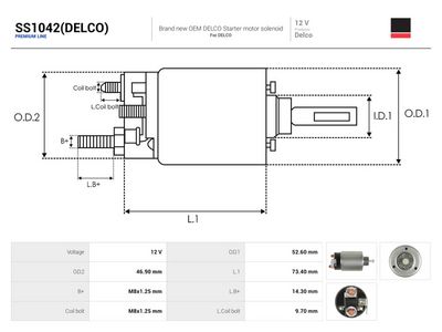 Elektromagnetický spínač, startér AS-PL SS1042(DELCO)