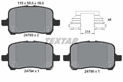 Комплект тормозных колодок, дисковый тормоз TEXTAR 2479301 для OPEL GT