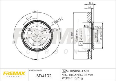 Тормозной диск FREMAX BD-4102 для FORD USA F-150