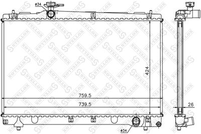 Радиатор, охлаждение двигателя STELLOX 10-26320-SX для TOYOTA AVENSIS