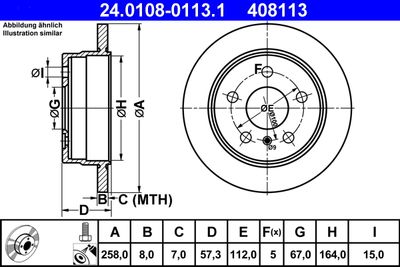 Тормозной диск ATE 24.0108-0113.1 для MERCEDES-BENZ B-CLASS