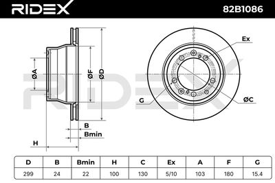 спирачен диск RIDEX 82B1086