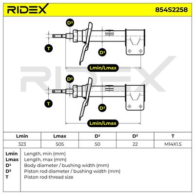 амортисьор RIDEX 854S2258