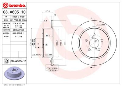 BREMBO Bremsscheibe PRIME LINE - UV Coated (08.A605.11)