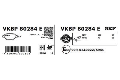 Brake Pad Set, disc brake VKBP 80284 E