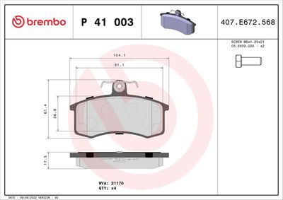 BREMBO Remblokkenset, schijfrem PRIME LINE (P 41 003)