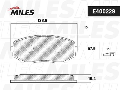 Комплект тормозных колодок, дисковый тормоз MILES E400229 для MAZDA CX-9