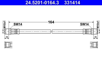 Тормозной шланг ATE 24.5201-0164.3 для VW SANTANA