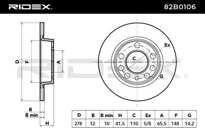 спирачен диск RIDEX 82B0106