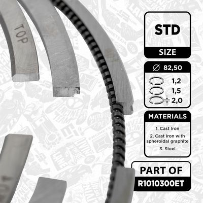 SET SEGMENTI PISTON ET ENGINETEAM R1010300ET 1