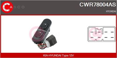 Выключатель, стеклолодъемник CASCO CWR78004AS для HYUNDAI H100