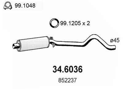 ASSO 34.6036 Глушитель выхлопных газов  для OPEL KADETT (Опель Kадетт)