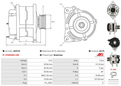GENERATOR / ALTERNATOR AS-PL A5477S 4