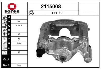 EAI 2115008 Тормозной суппорт  для LEXUS GS (Лексус Гс)